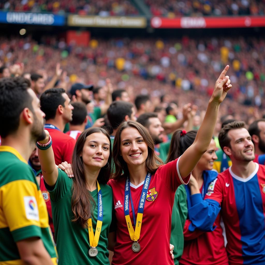 Fans von Aachen und Leverkusen im Stadion