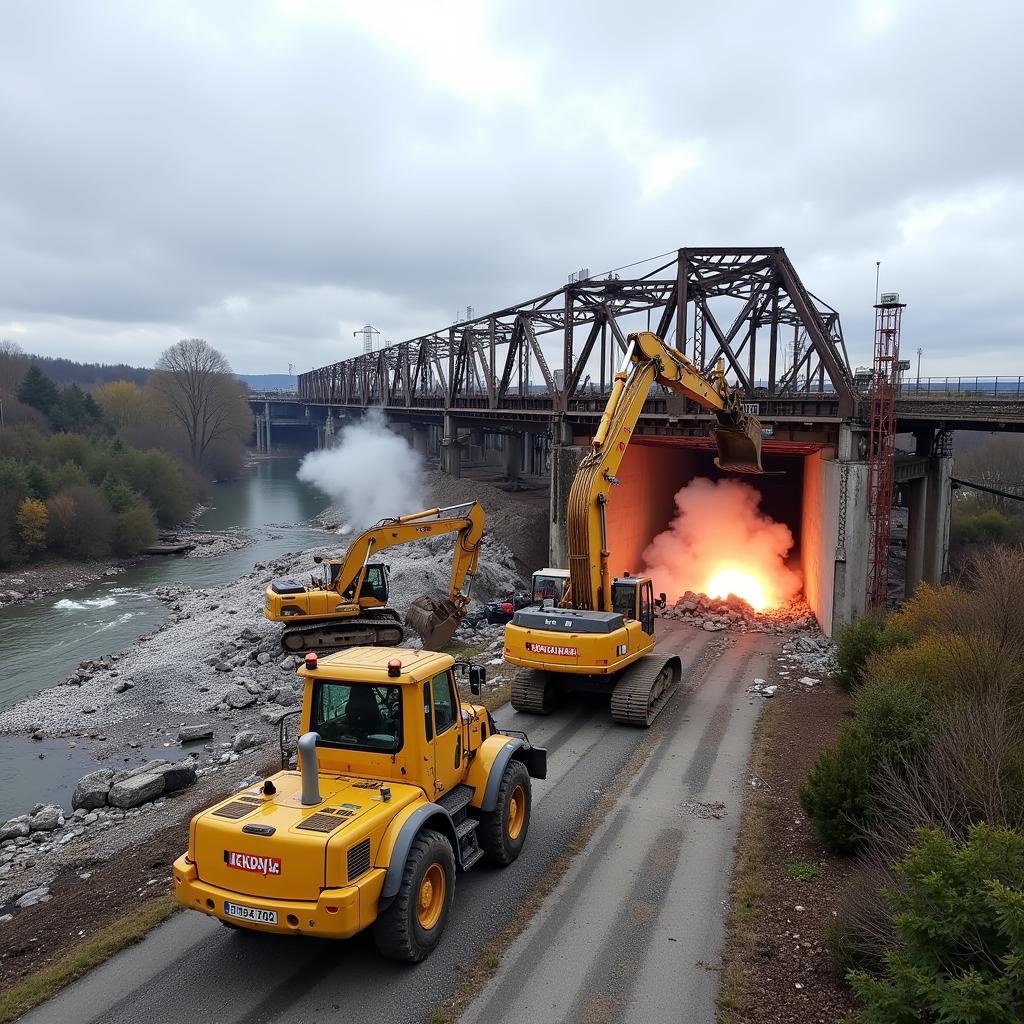 Abriss der alten Leverkusener Brücke