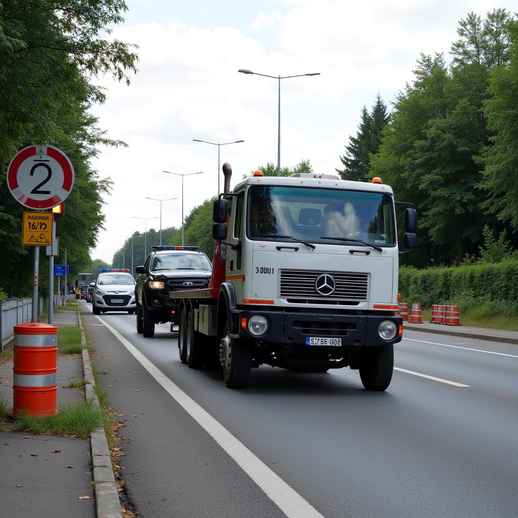 Unfallbergung Leverkusen - Abschleppdienst sichert Unfallstelle