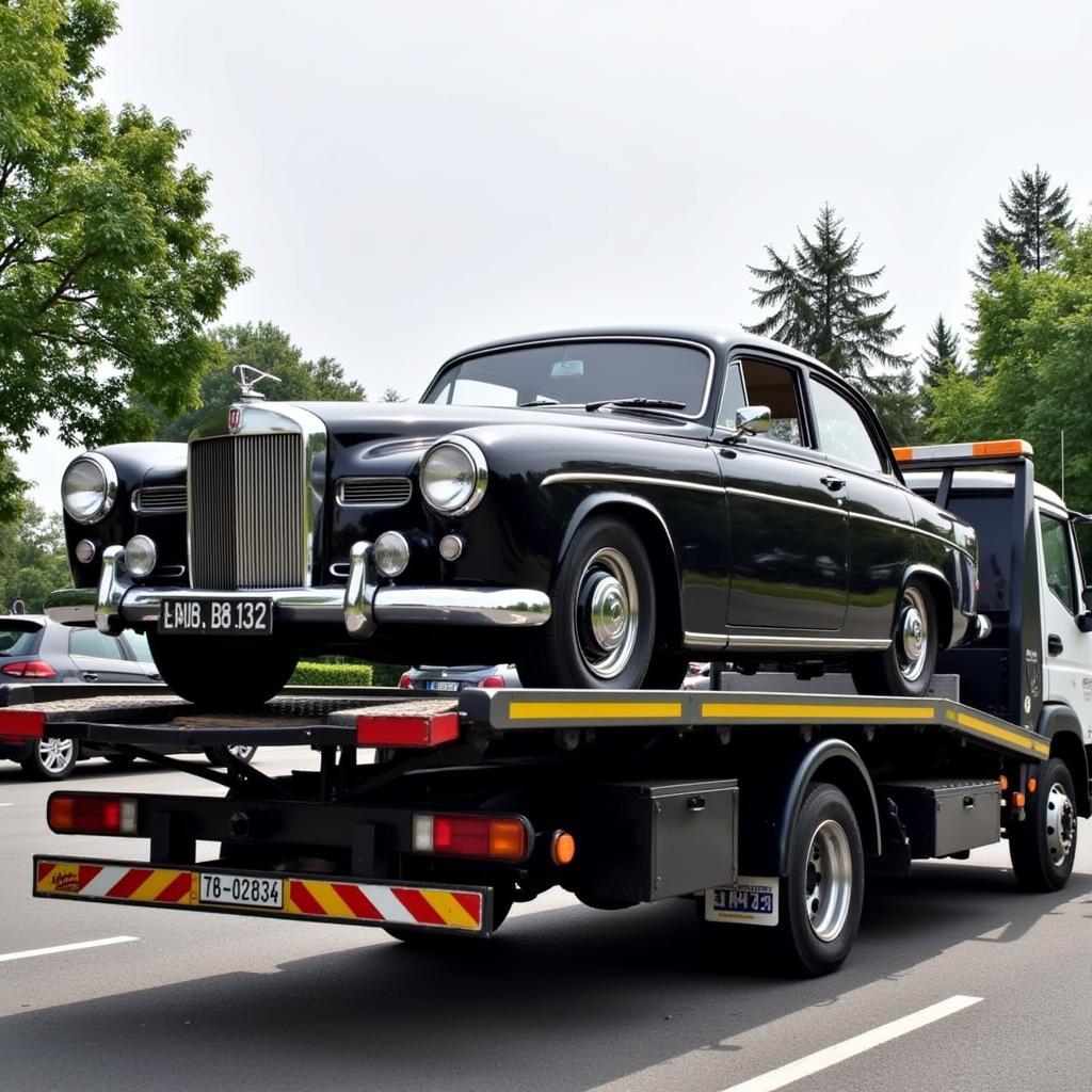 Fahrzeugtransport in Leverkusen mit Abschleppwagen.