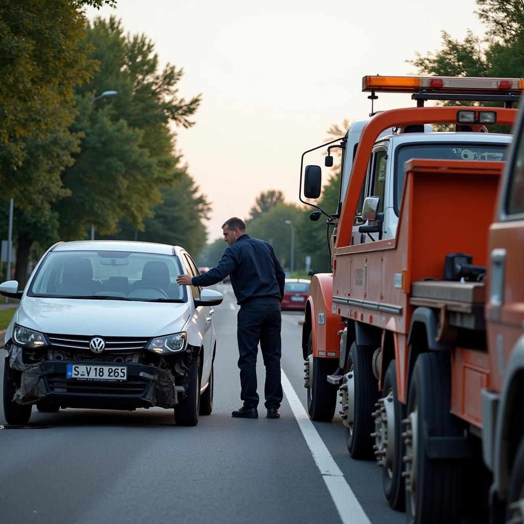 Pannenhilfe in Leverkusen: Abschleppwagen im Einsatz.