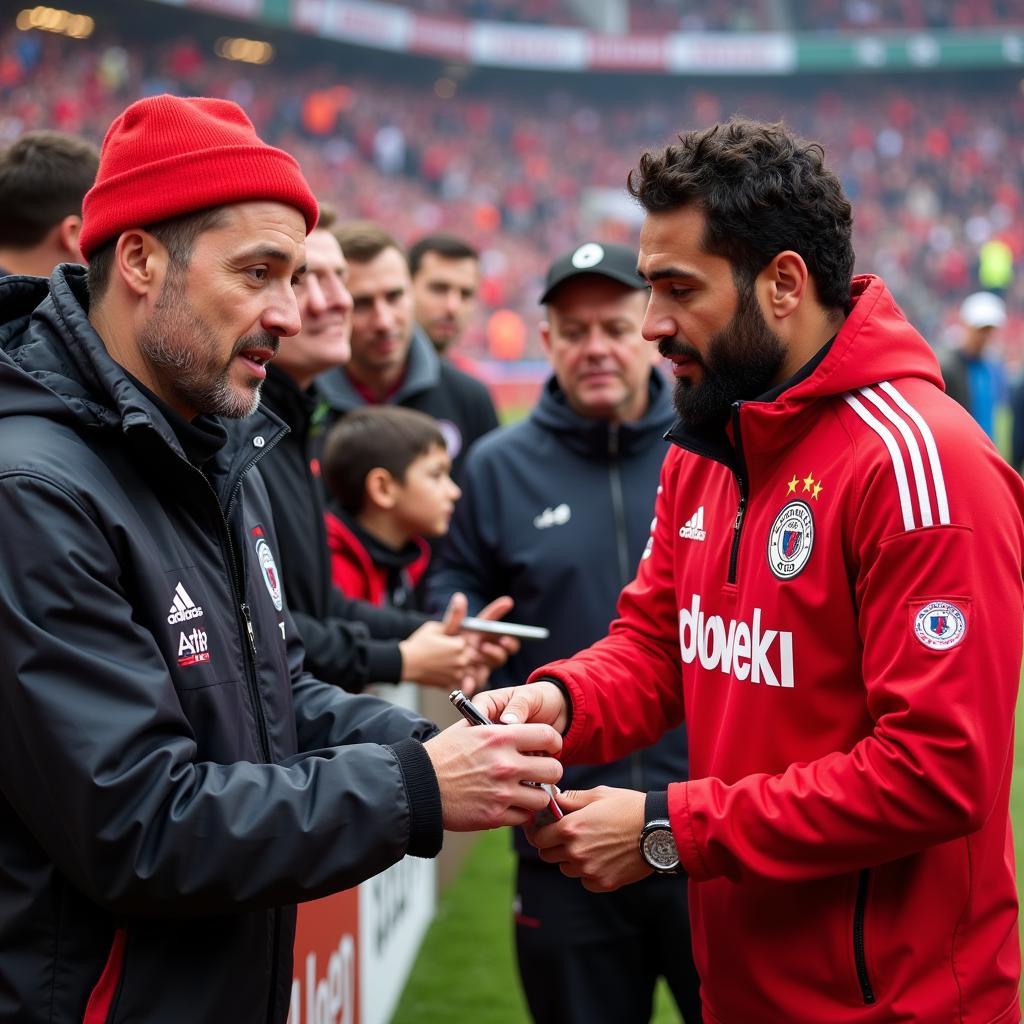 Abu Hanna mit Fans in Leverkusen