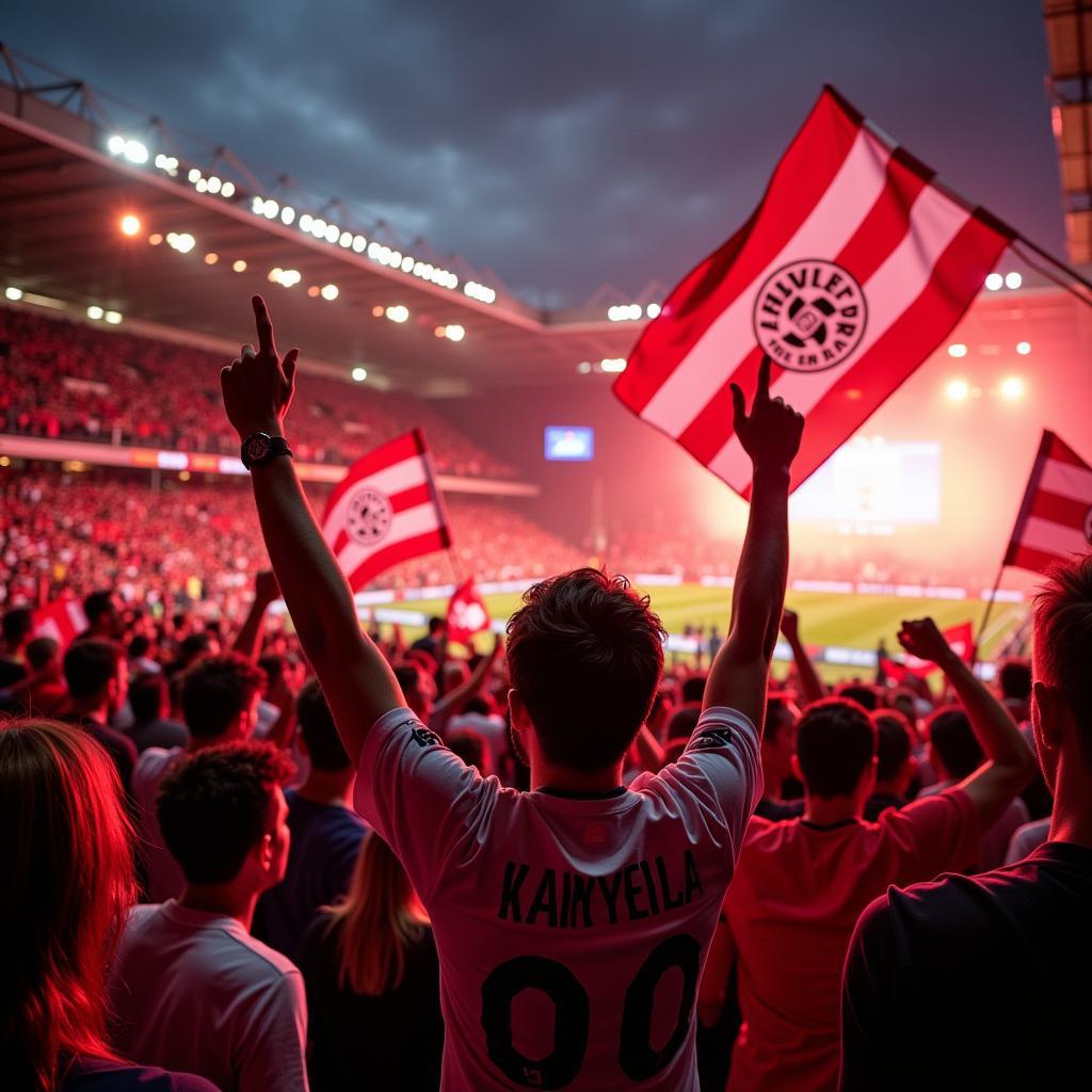 Fans von Bayer 04 Leverkusen im Stadion