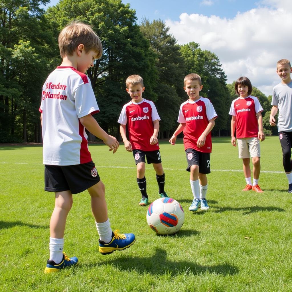 Kinder beim Fußballcamp der Aktion Kinder VfB Stuttgart Leverkusen