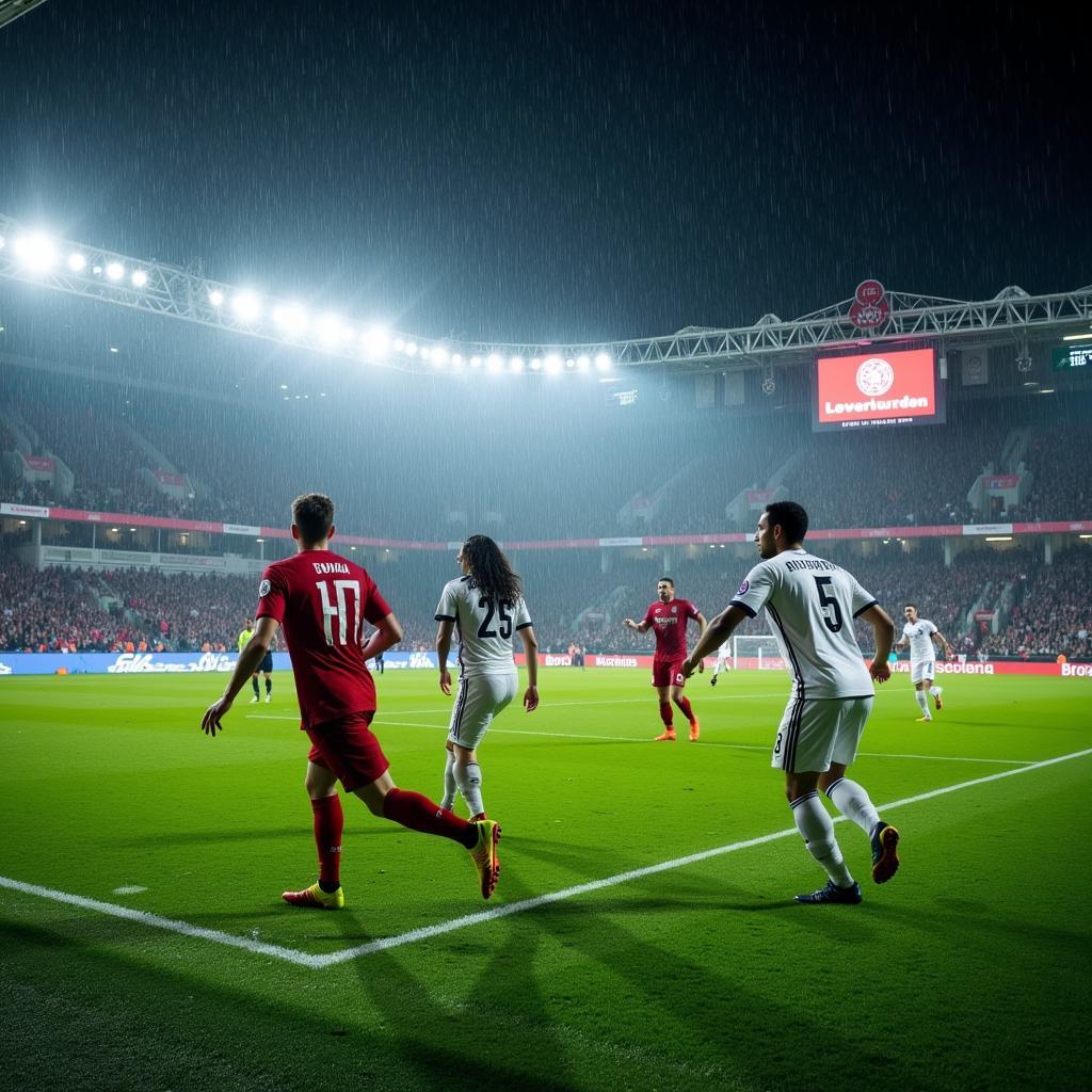 Aktuelle Wetterlage in Leverkusen: Regenspiel in der BayArena