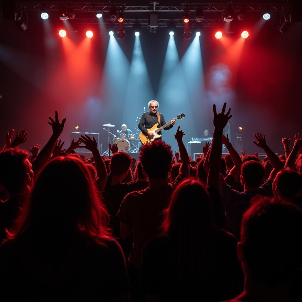 Begeisterte Fans jubeln Al Di Meola bei seinem Konzert in Leverkusen zu.