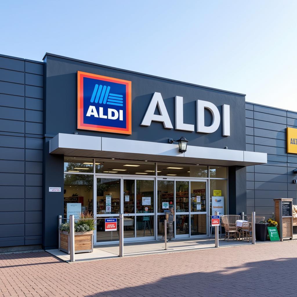 Aussenansicht des Aldi Marktes in Leverkusen, Ernst-Bloch-Straße