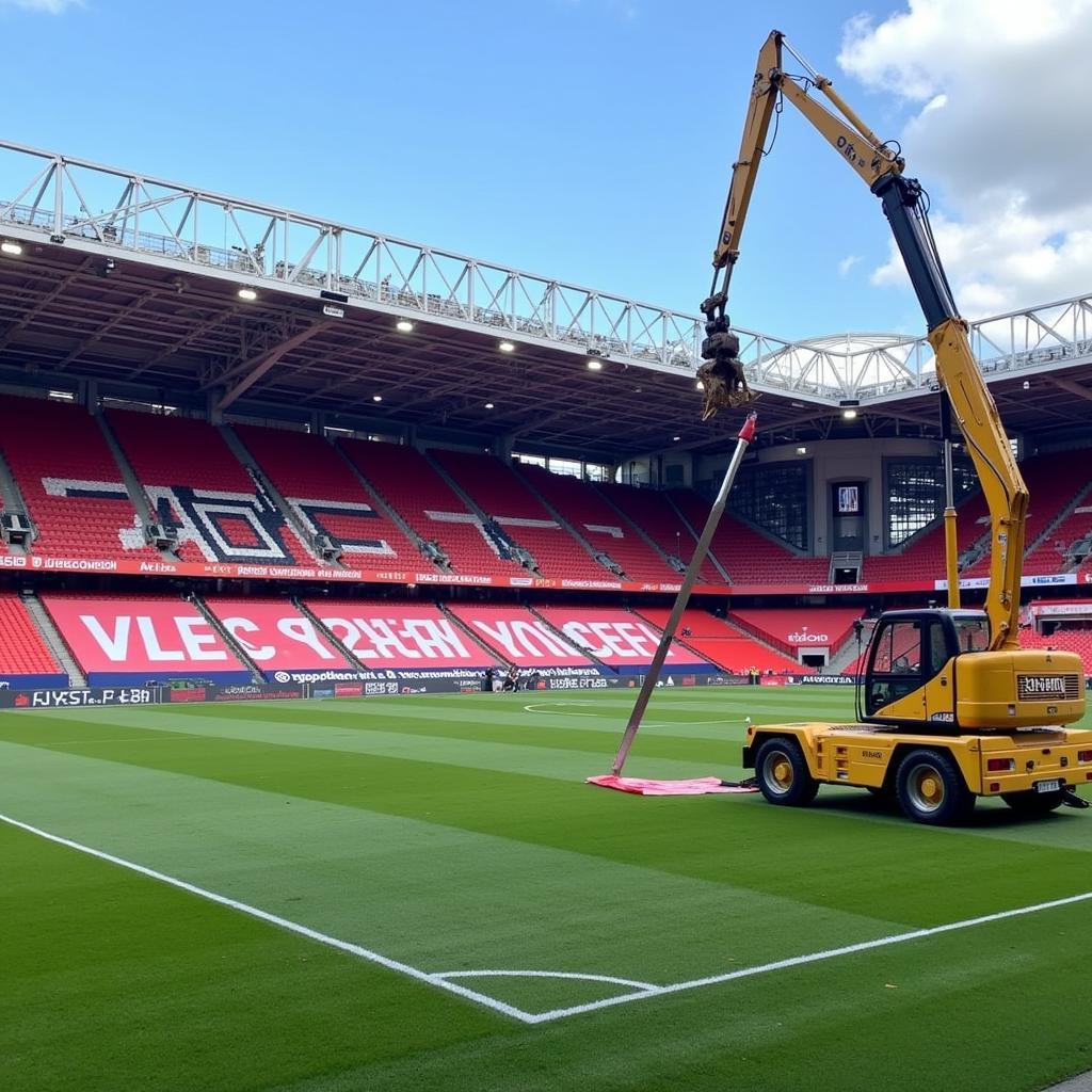 Aldi Sperre im Stadion Leverkusen