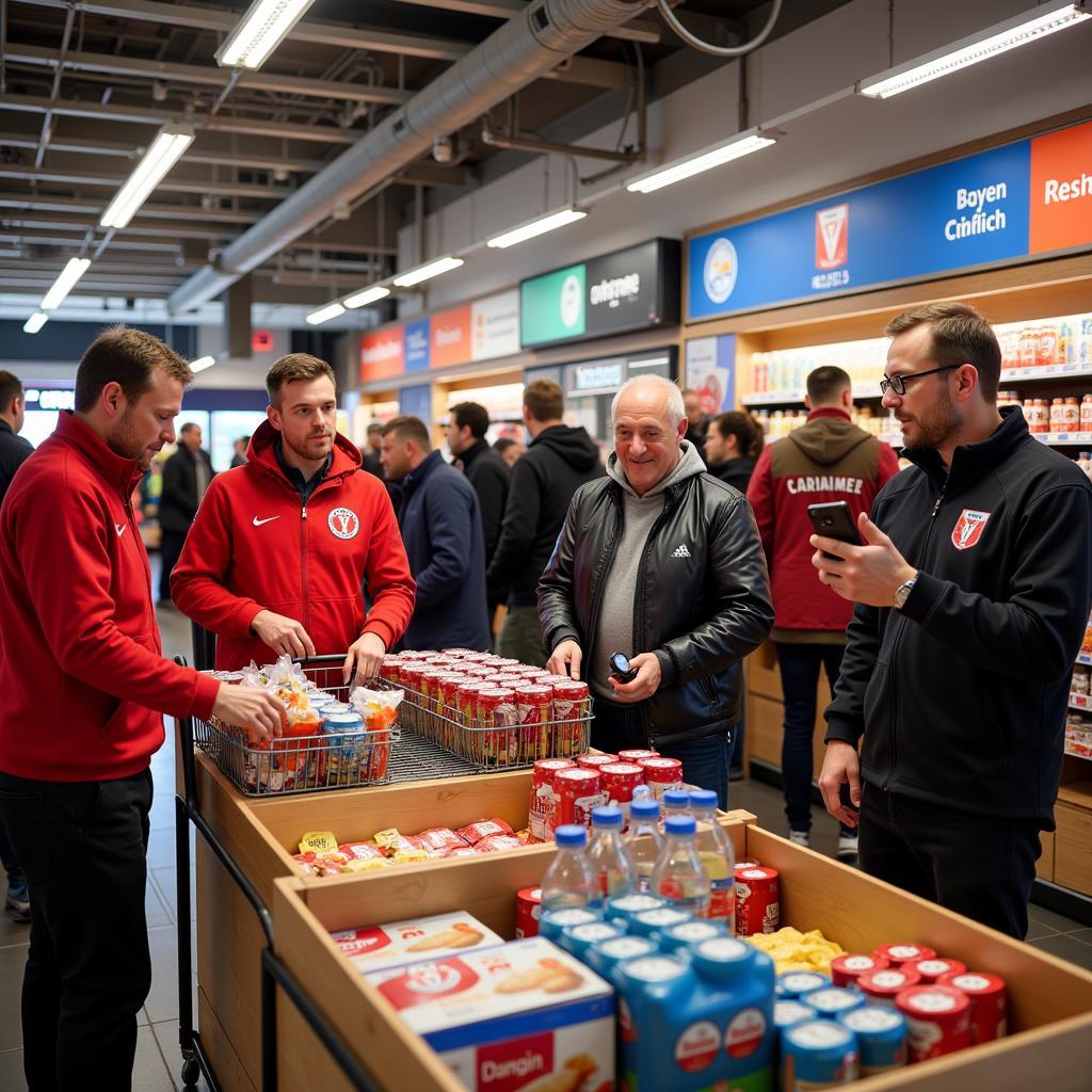 Aldi Süd Leverkusen Wiesdorf Fußballfans einkaufen