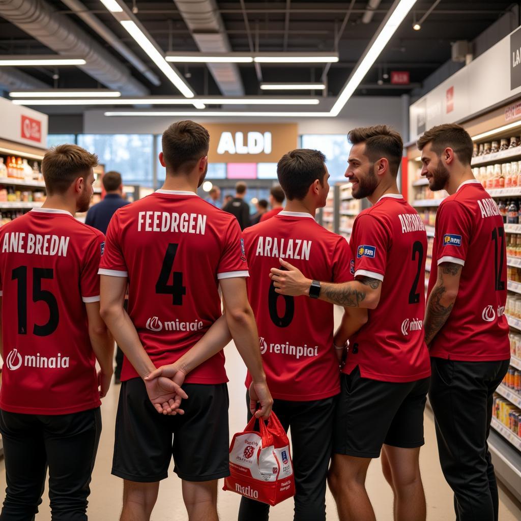 Aldi Wiesdorf Leverkusen: Fans kaufen vor dem Spiel ein