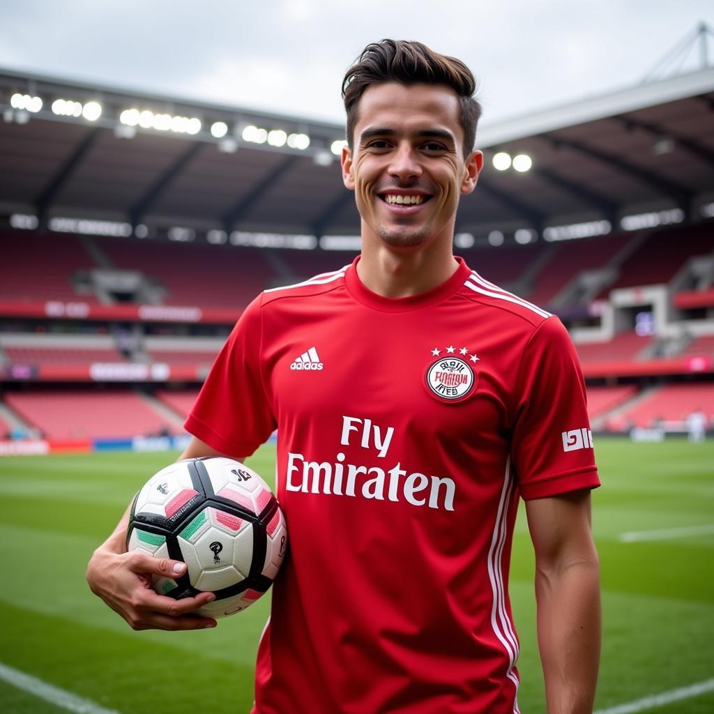 Alejandro Grimaldo im Trikot von Bayer Leverkusen.