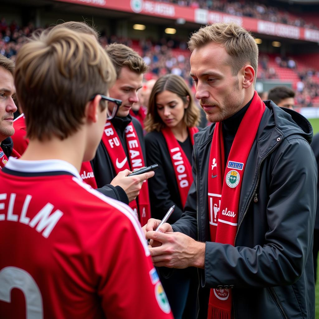 Alexander Kelm trifft die Leverkusen Fans