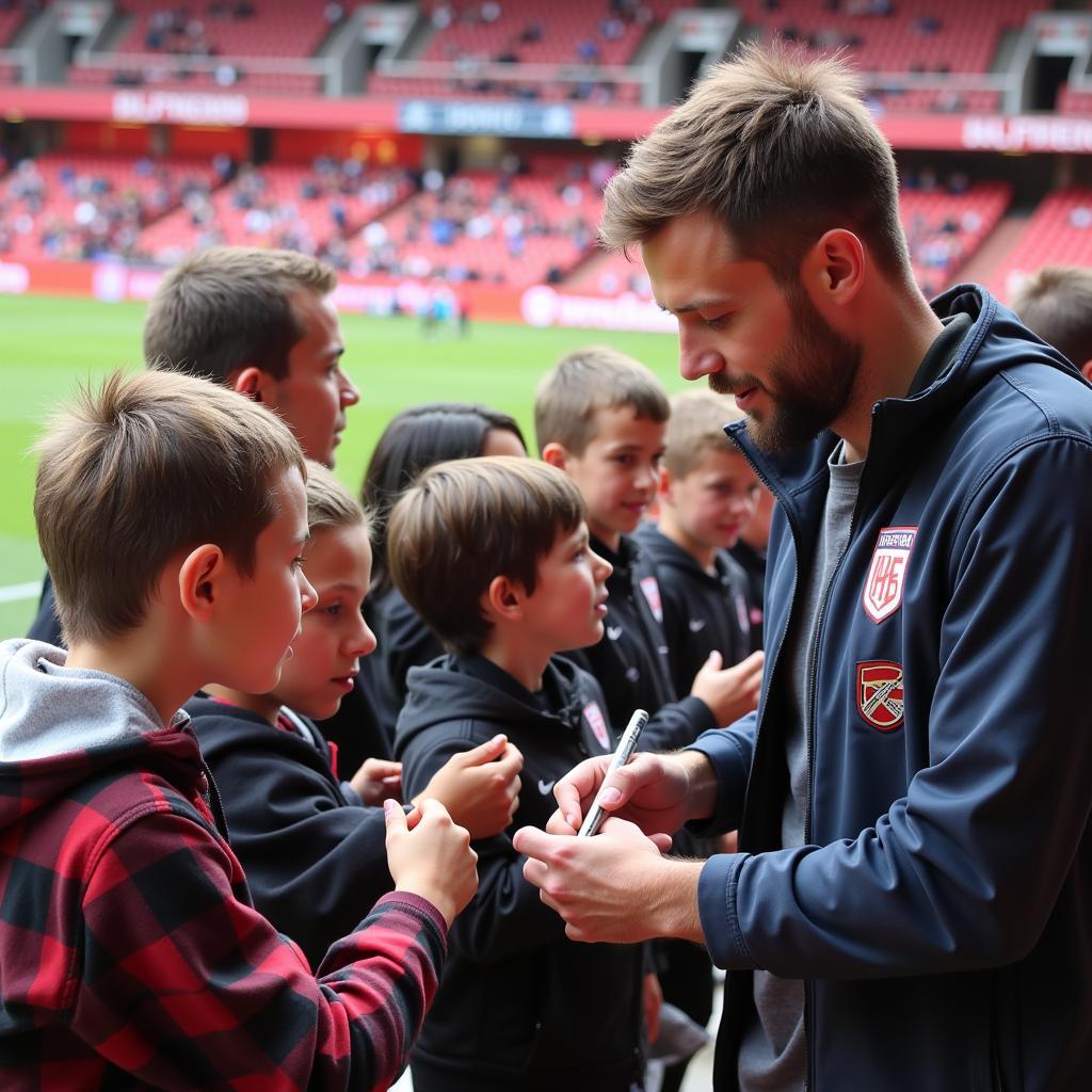 Alexander Lünebach mit Fans der JSL Leverkusen