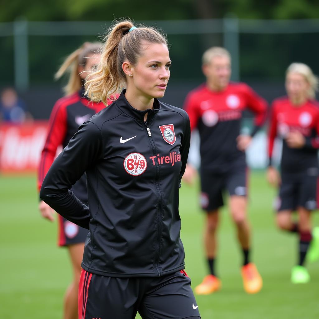 Alexandra Dinklage beim Training mit Bayer Leverkusen