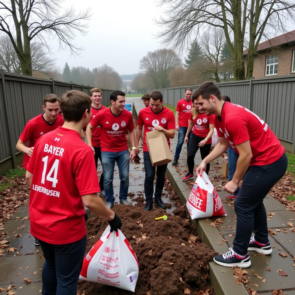 Bayer 04 Leverkusen Fans helfen den Flutopfern