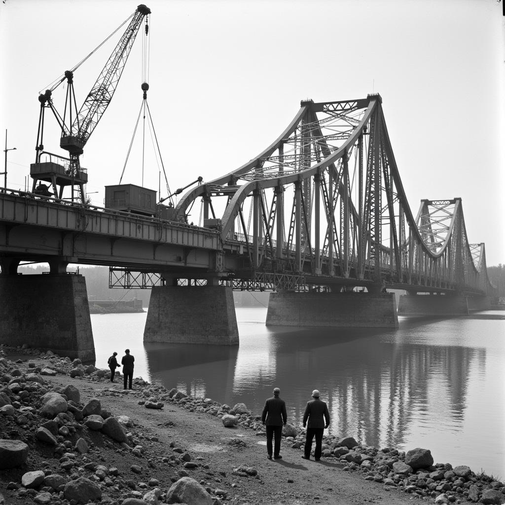 Historische Aufnahme der alten Leverkusener Brücke