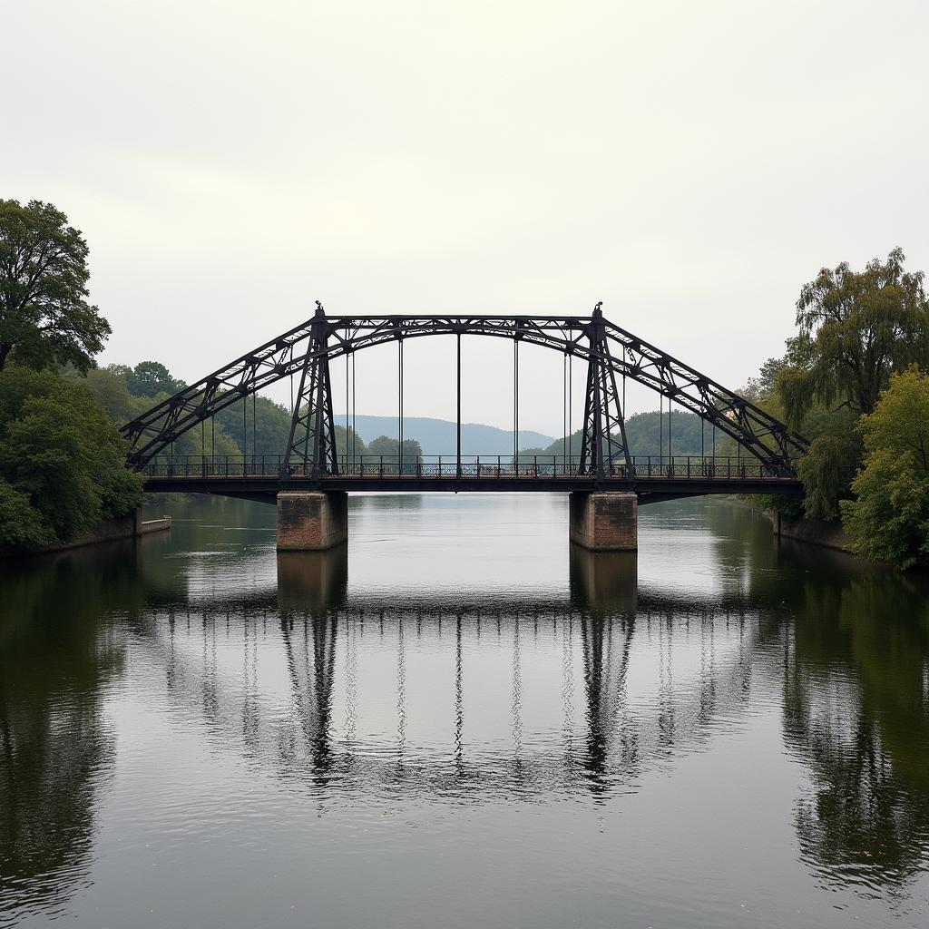 Die alte Rheinbrücke Leverkusen verbindet Wiesdorf und Rheindorf