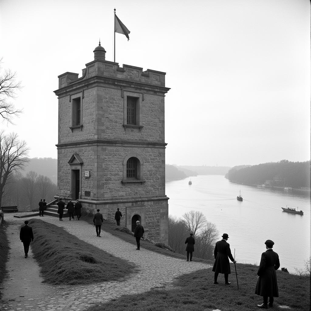 Historische Ansicht der alten Wacht am Rhein in Leverkusen