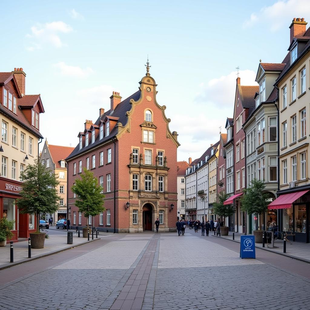 Umgebung des alten Rathauses in Leverkusen Opladen