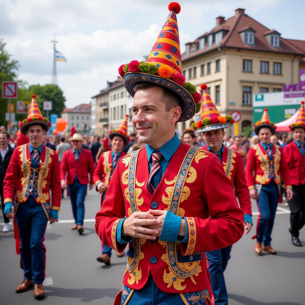 Karnevalsumzug in Leverkusen Opladen mit den Altstadtfunken