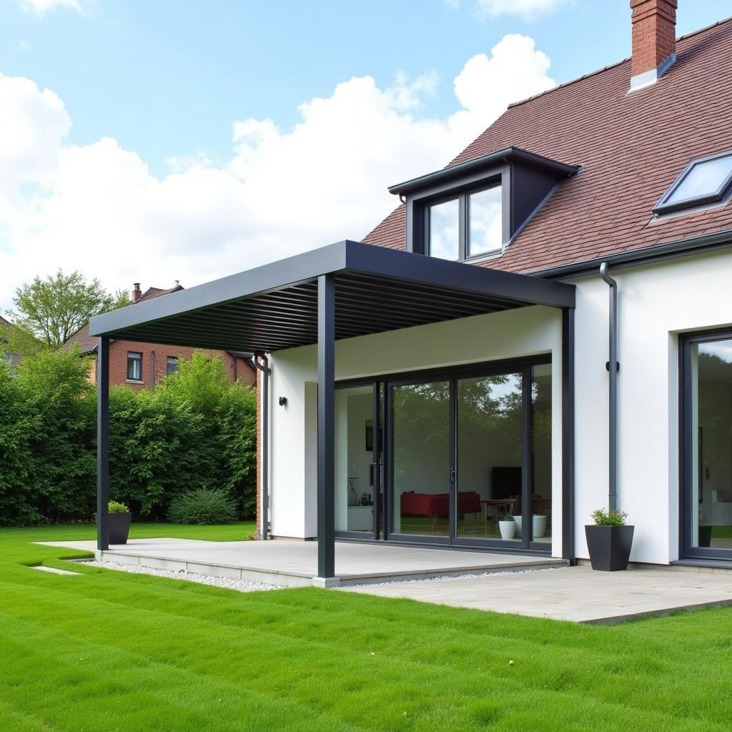 Moderne Aluminium Überdachung in einem Garten in Leverkusen