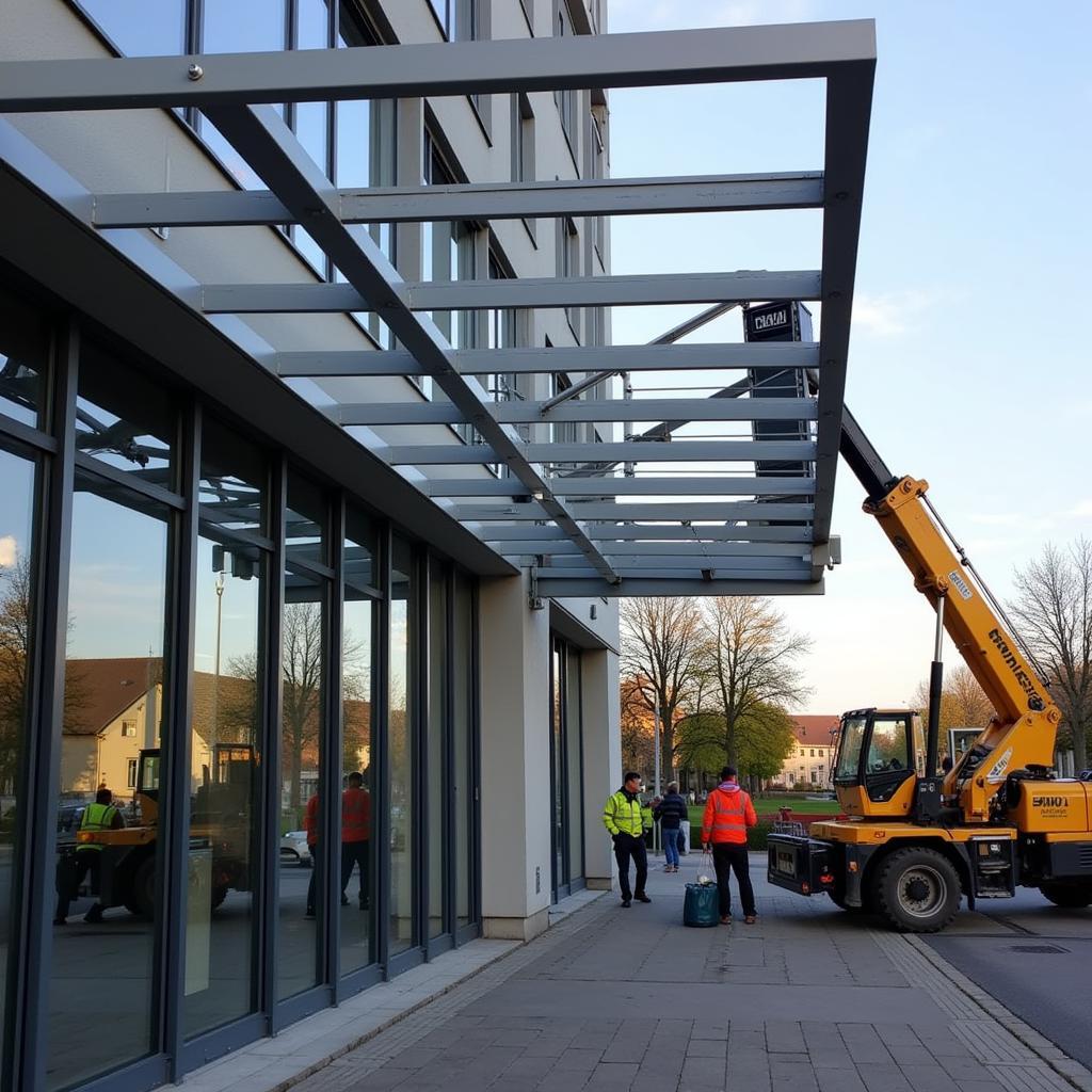 Montage einer Aluminium Überdachung in Leverkusen durch einen Fachbetrieb