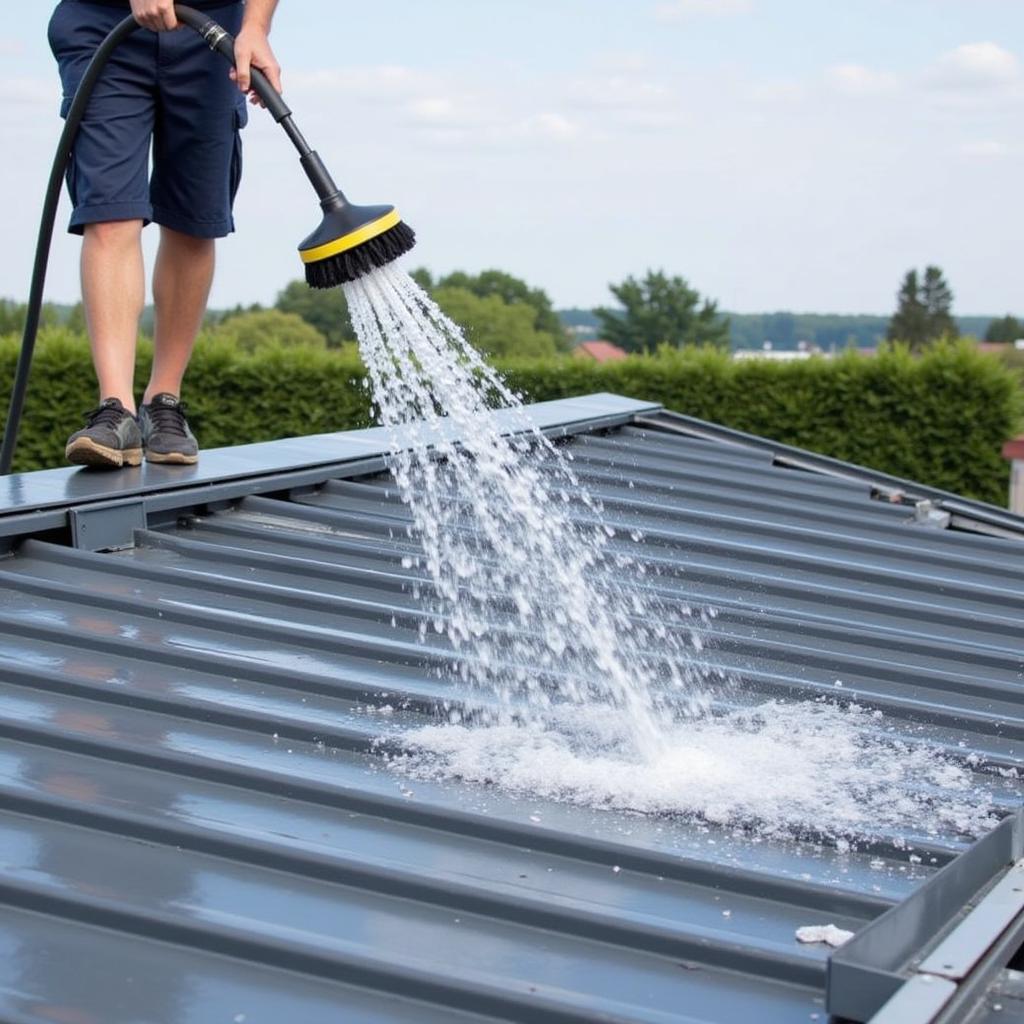Einfache Reinigung eines Aluminiumdachs in Leverkusen