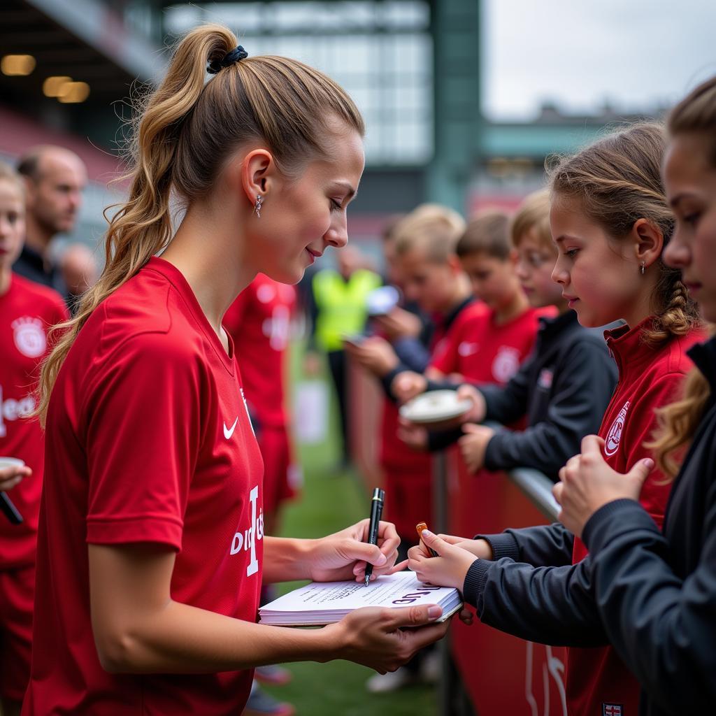 Amelie Leverkusen gibt Autogramme