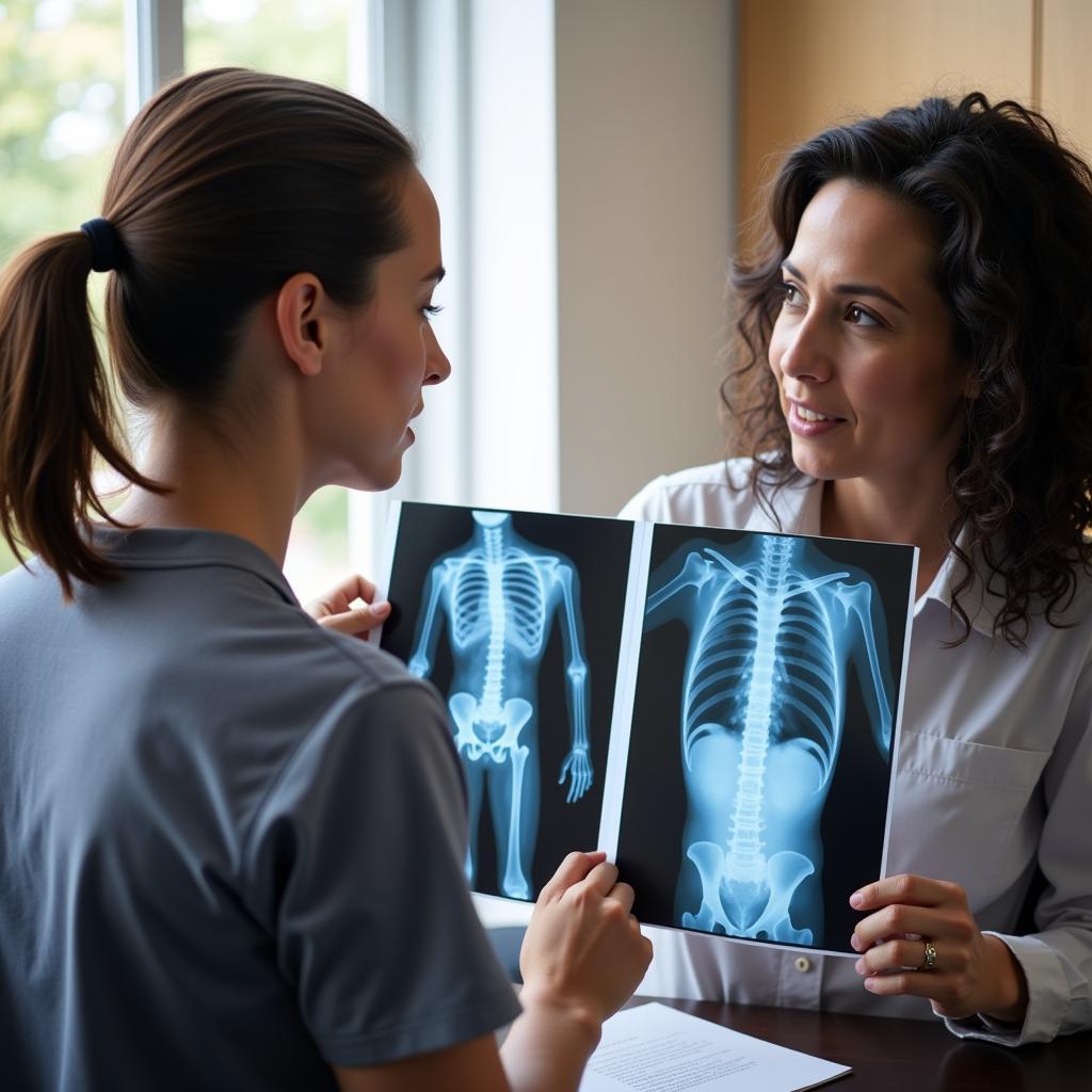 Beratung eines Patienten durch einen Chiropraktiker in Leverkusen