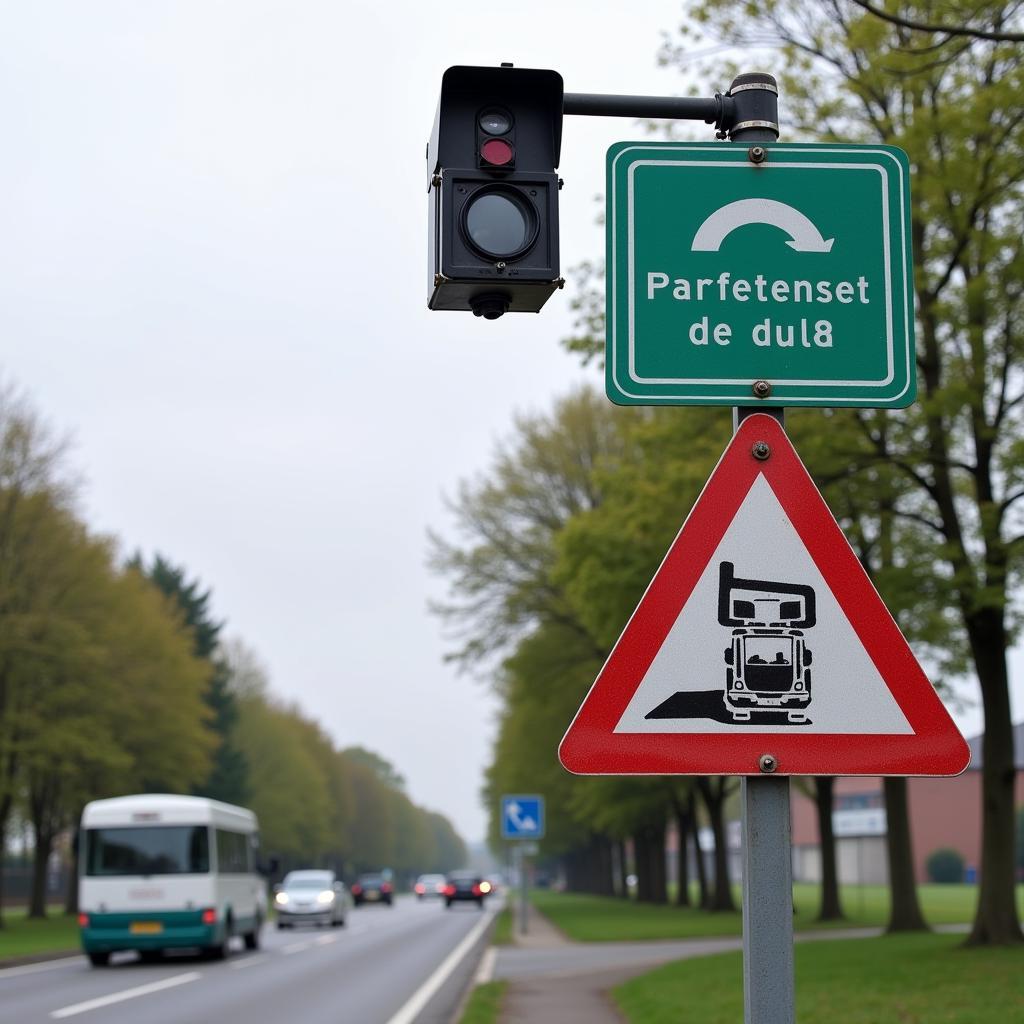 Ampelblitzer an der Kreuzung Knörringenstr/Theodor-Adorno-Str in Leverkusen zur Erhöhung der Verkehrssicherheit.