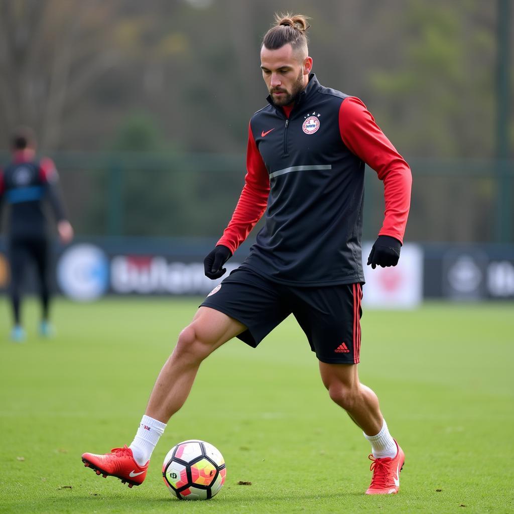 Andreas Paffrath beim Training mit Bayer Leverkusen