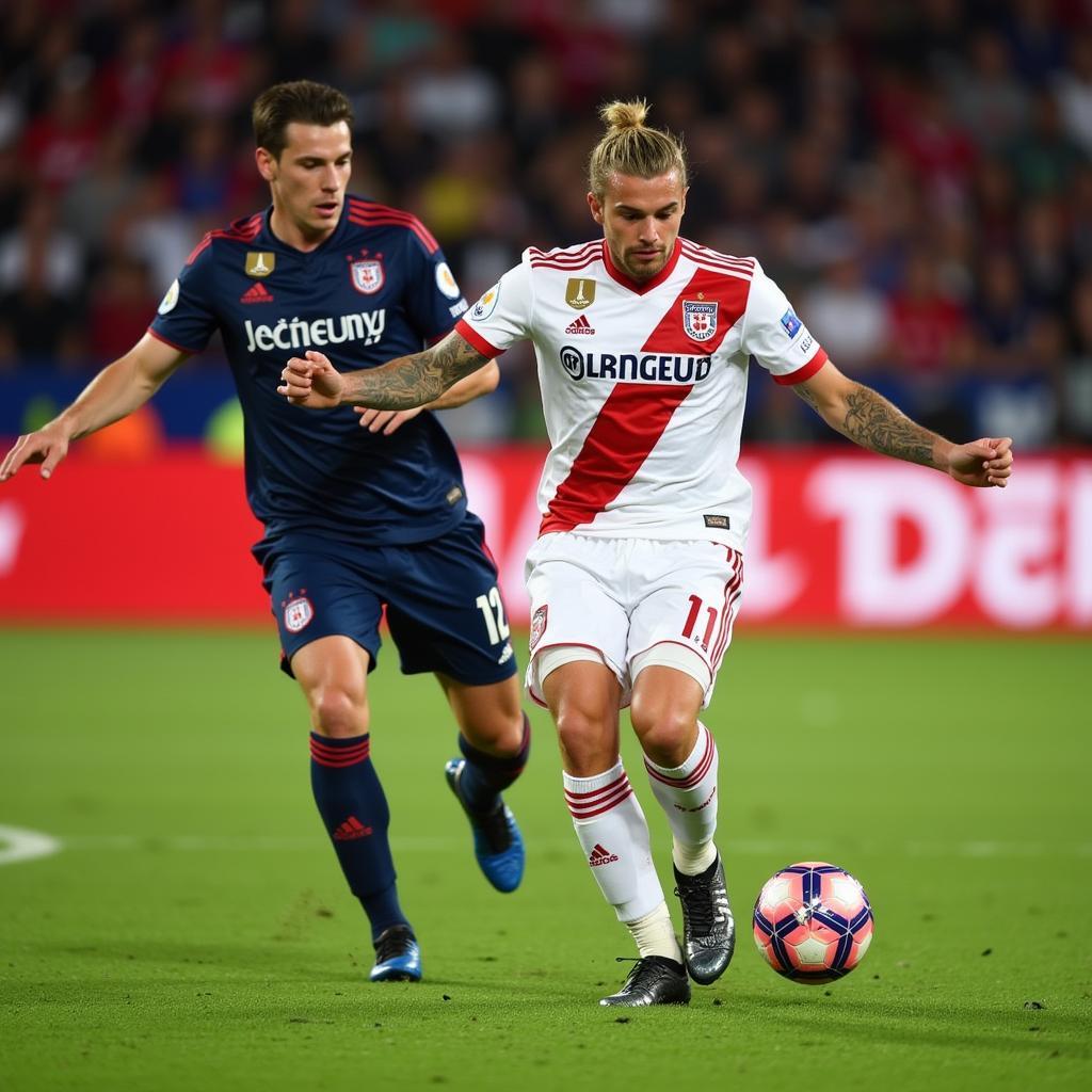 Andreas Zander im Trikot von Bayer 04 Leverkusen während eines Spiels