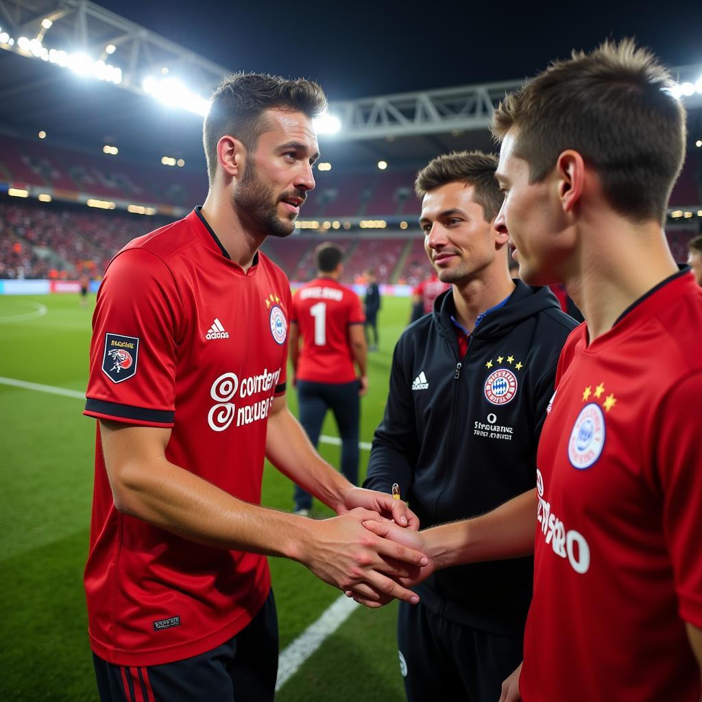 Robert Andrusziewicz mit Fans von Bayer Leverkusen