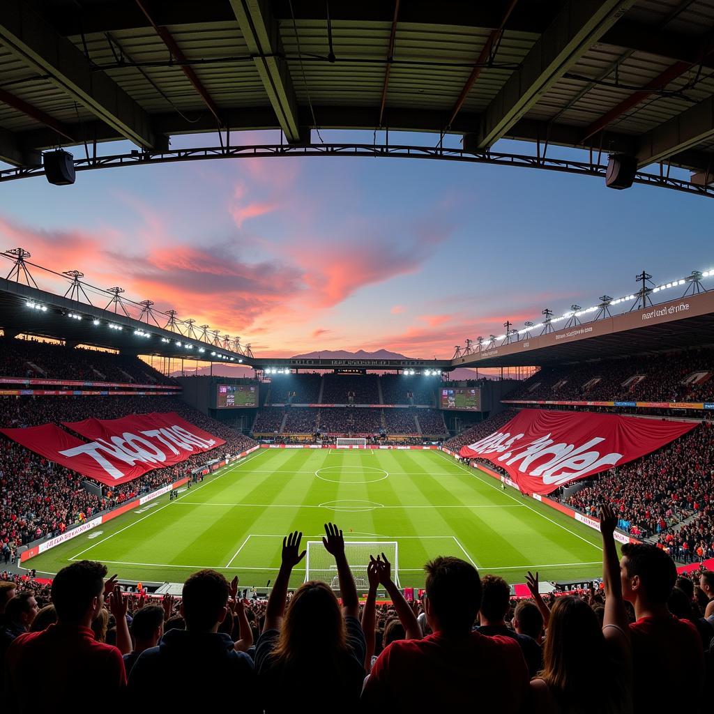 Fans im Stadion beim Derby Anfang Leverkusen Köln