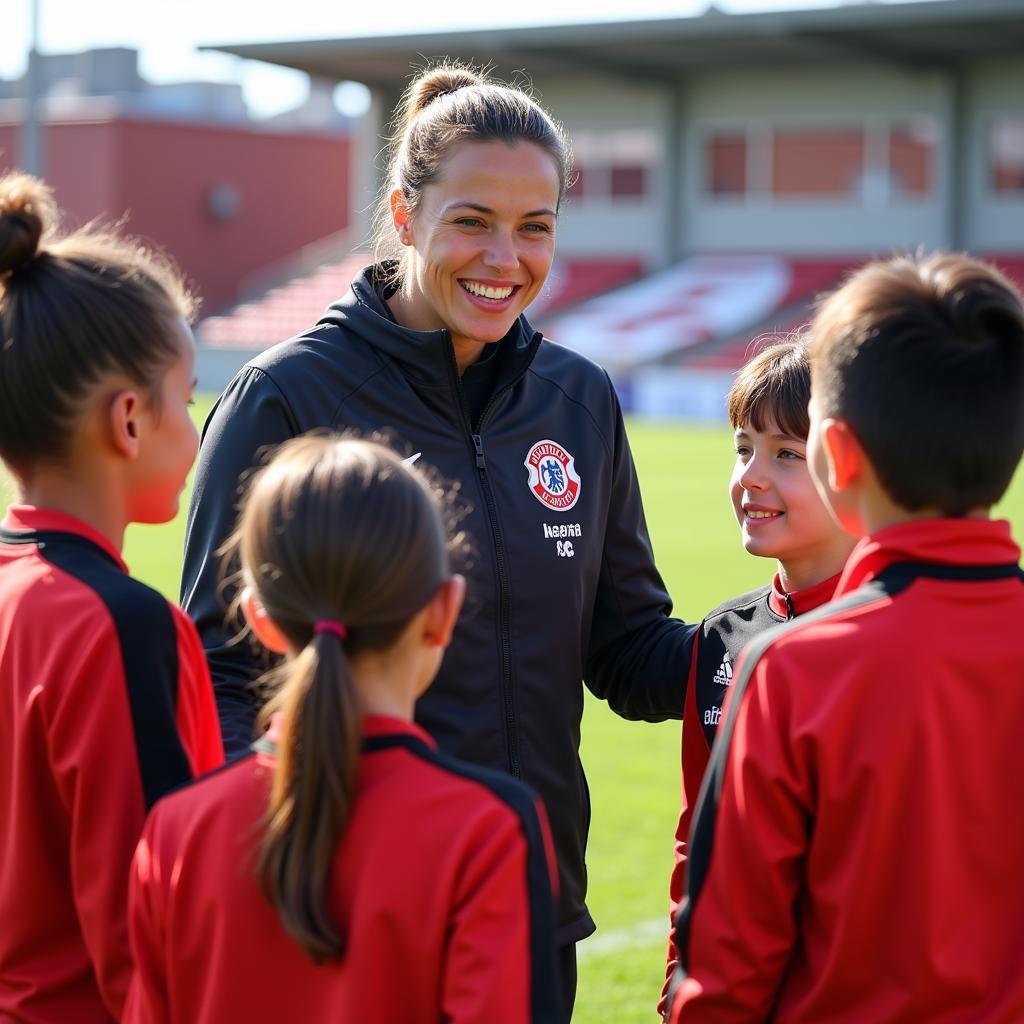 Angelika Bauet bei der Jugendförderung von Bayer 04 Leverkusen