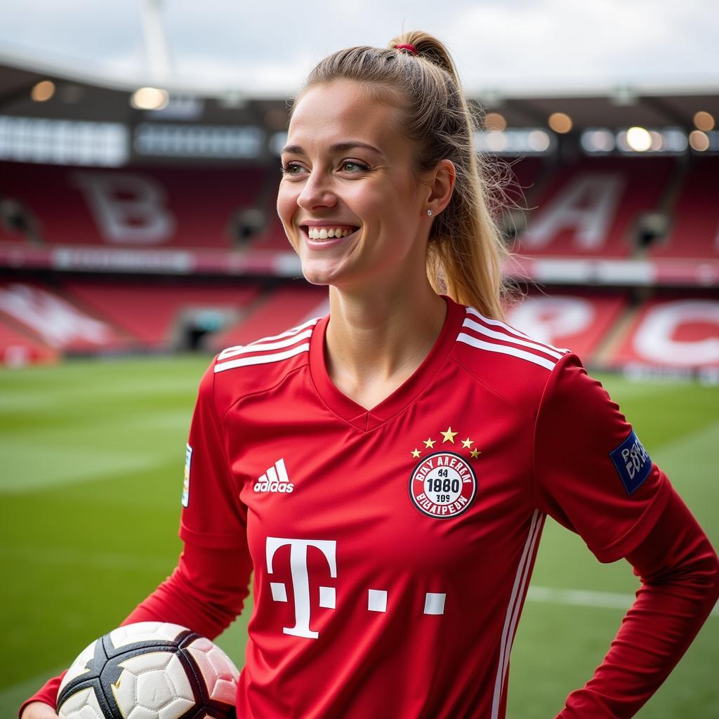 Angelika Hausschild im Trikot von Bayer 04 Leverkusen.