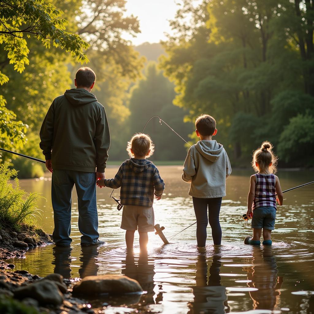 Familienangeln am Angelteich in Leverkusen