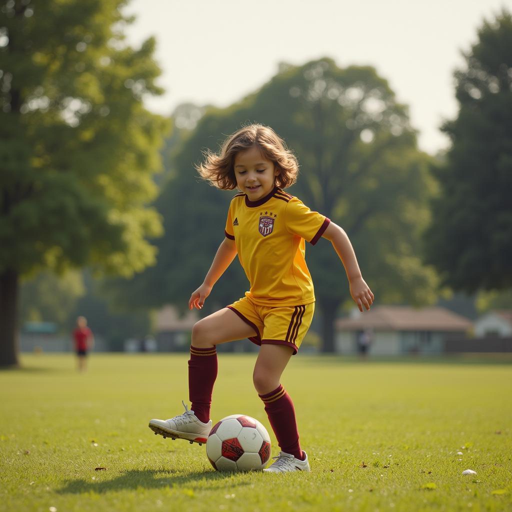 Anita Blum in ihren Jugendjahren beim Fußballspielen.