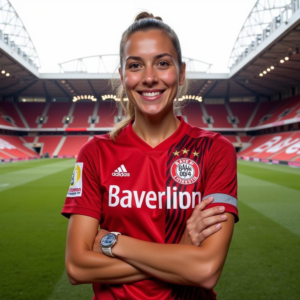 Anja Heidenreich im Trikot von Bayer 04 Leverkusen.