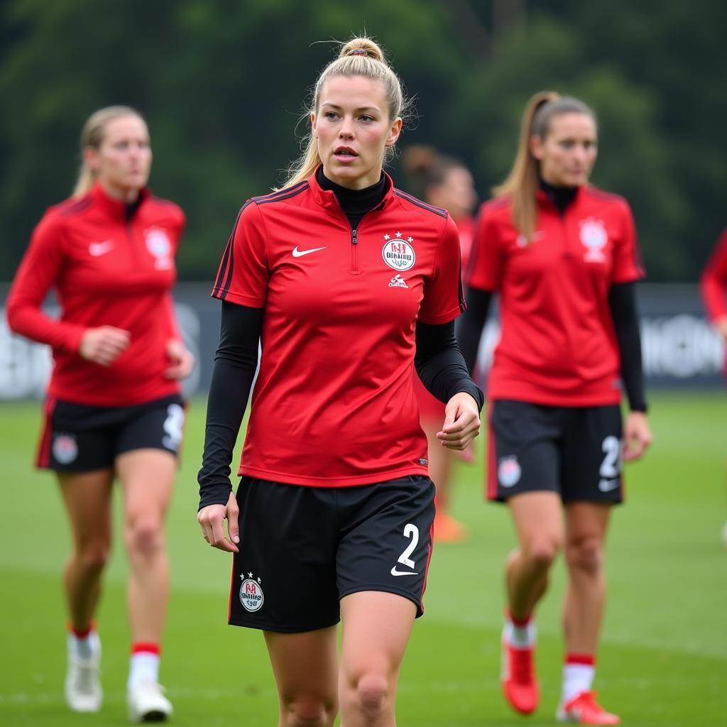 Anja Heimann beim Training mit Bayer Leverkusen