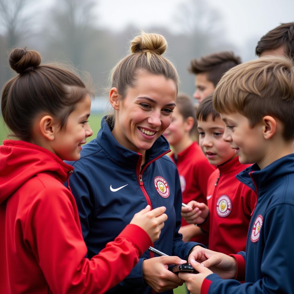 Anja Kleine als Vorbild für junge Fußballtalente.