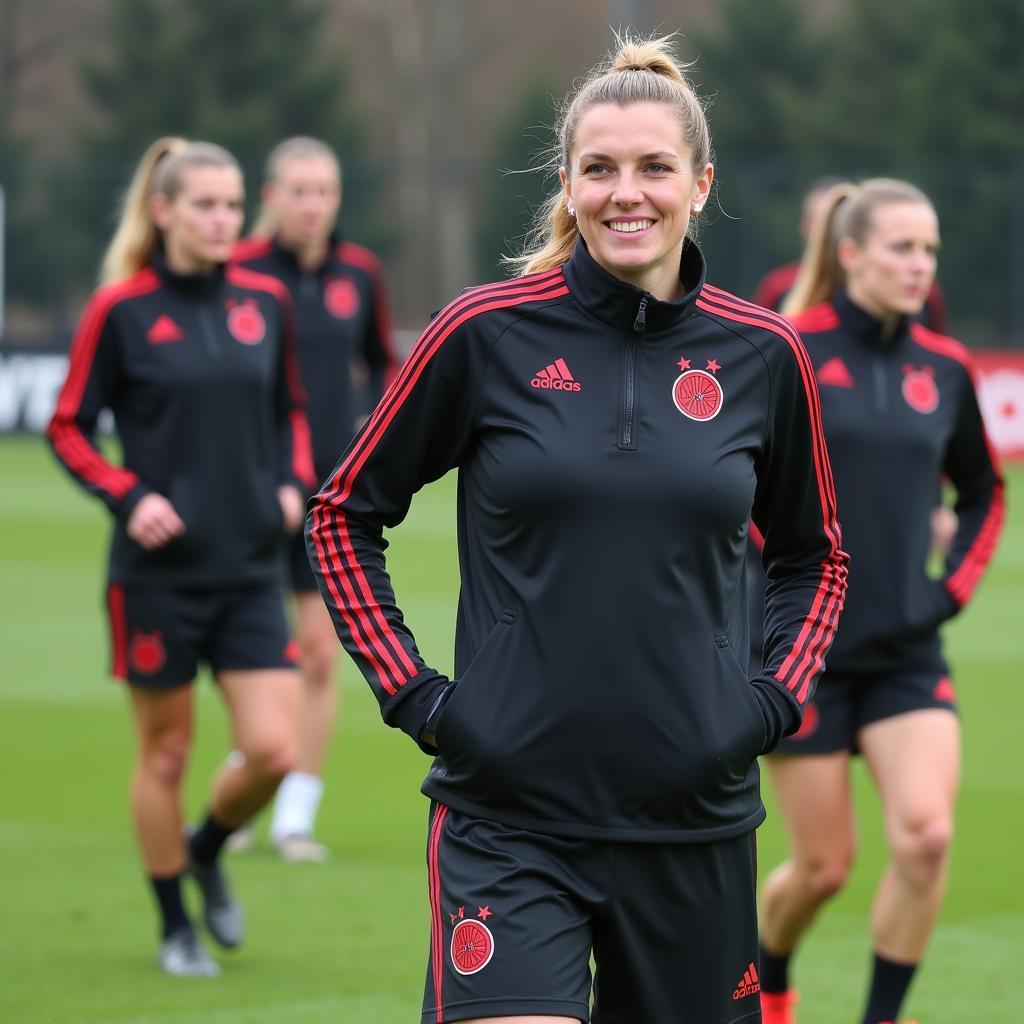 Anja Wegner beim Training mit Bayer Leverkusen