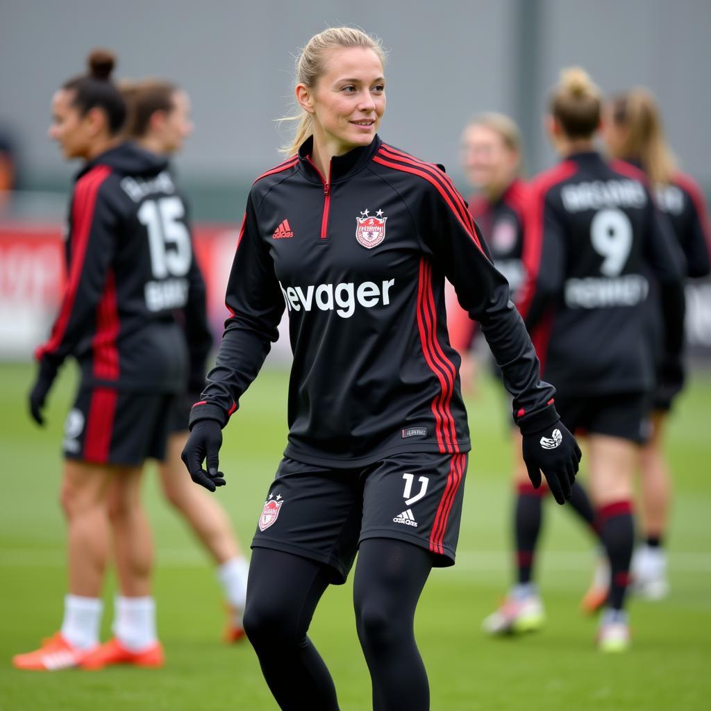 Anna Hübscher im Training mit Bayer Leverkusen