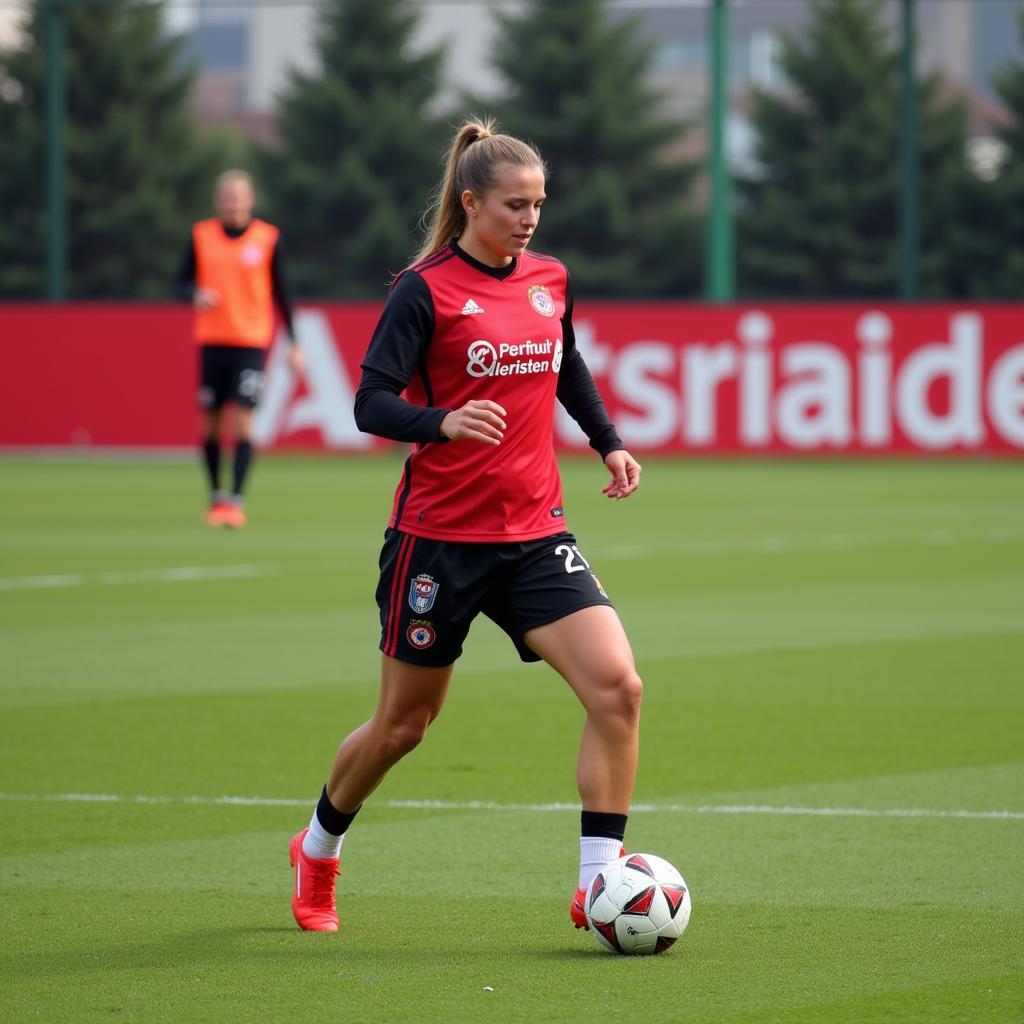 Annette Hauger beim Training mit Bayer Leverkusen