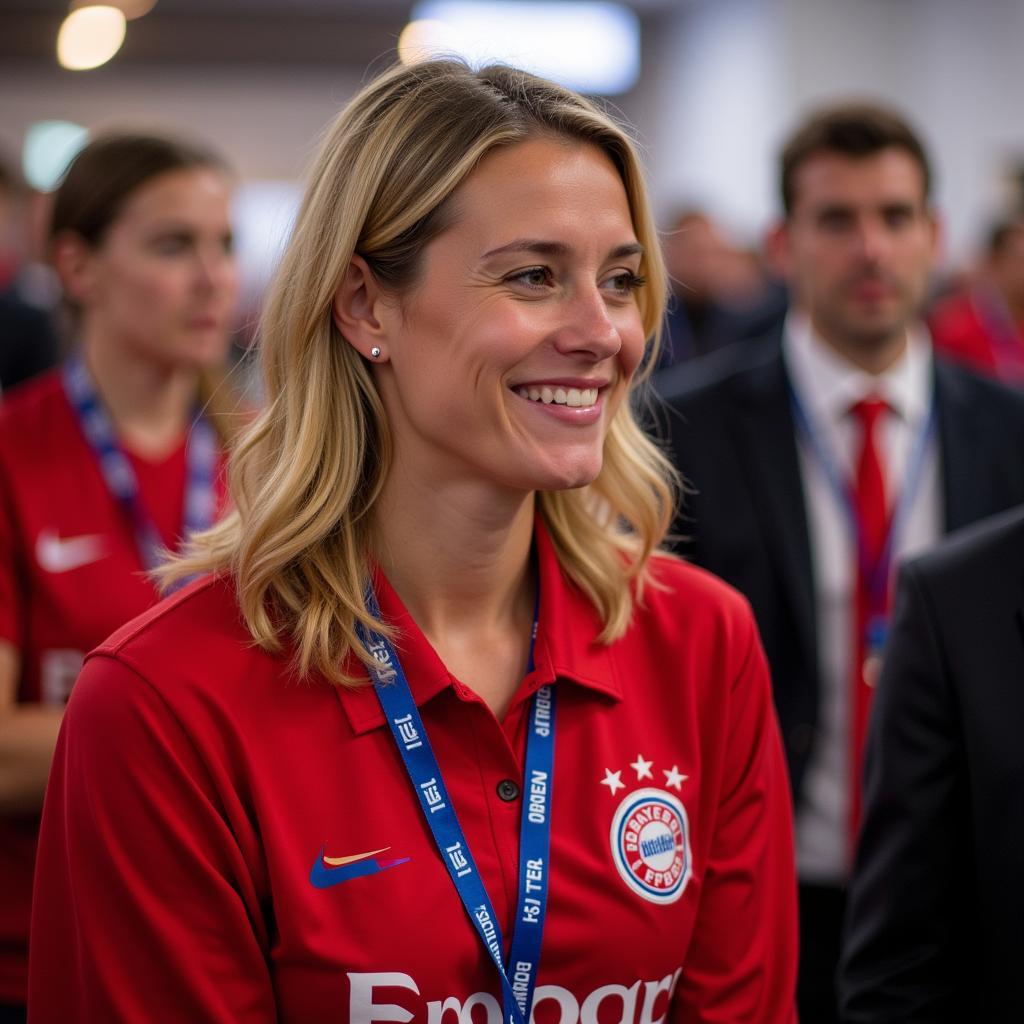 Annette Heyn bei einem Fan-Event von Bayer 04 Leverkusen