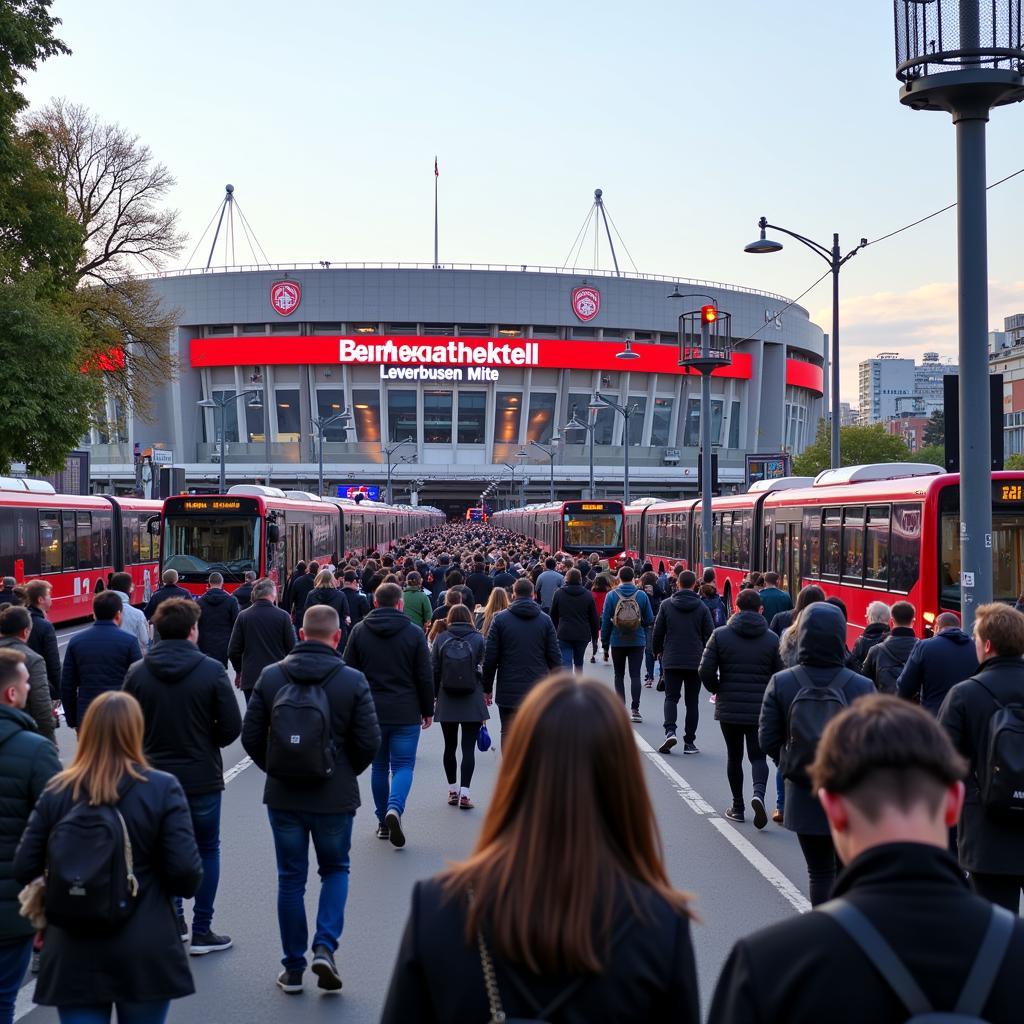 Anreise zur BayArena mit öffentlichen Verkehrsmitteln - Auf dem Lehn 21 Leverkusen