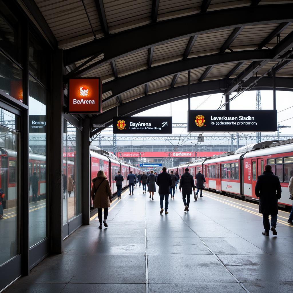 Anreise zur BayArena mit der Bahn: Haltestelle Leverkusen Stadion