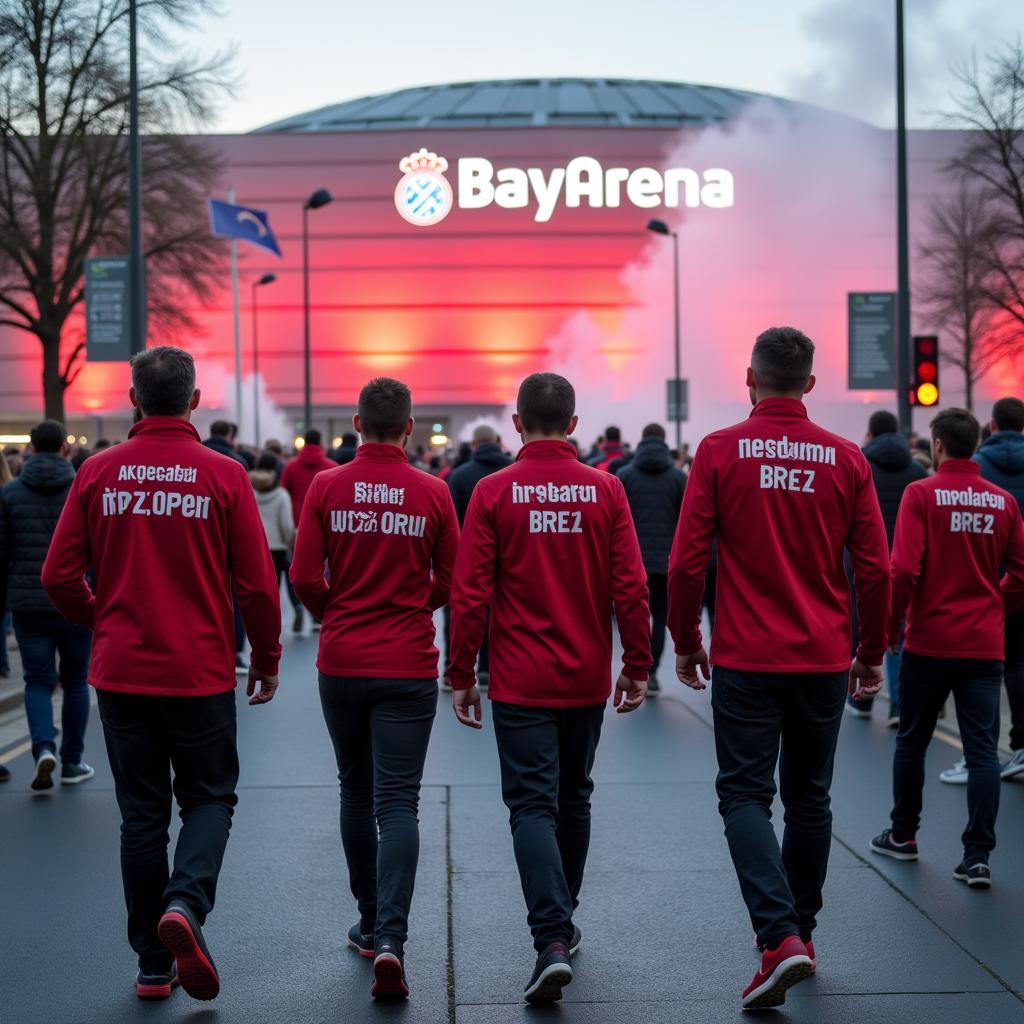 Anreise zur BayArena mit Fans