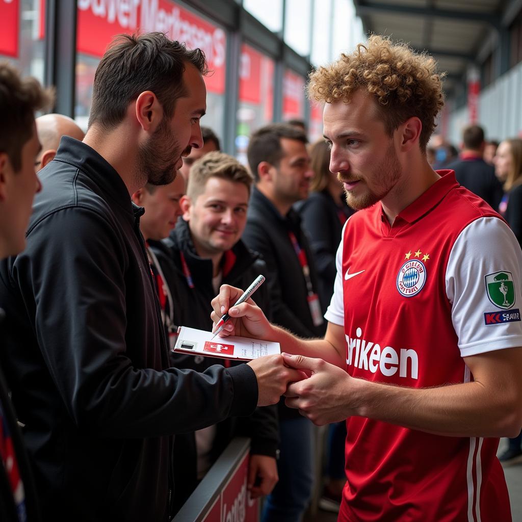 Anthony Langbein mit Bayer Leverkusen Fans