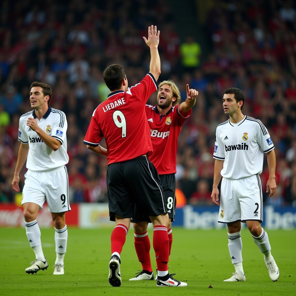 Bayer 04 Leverkusen im Champions League Finale 2002 gegen Real Madrid.